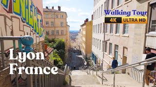 LYON 🇫🇷 4k City Walking Tour  Hidden Streets amp Steep Stairways from Opéra to Croix Rousse  France [upl. by Ecinereb]