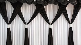 Como Fazer Painel de Cortinário Para Decoração de Festas Com Coluna de Balão Preto e Prata Montar [upl. by Zeba]