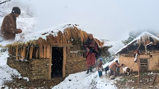 Himalayan Village Life  a snowy day in the coldest village on afghanistan  TheVillageNepal [upl. by Ellehc]