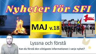 Nyheter för SFI  Lyssna och förstå Maj V18 [upl. by Tish]