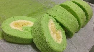 Pandan Swiss Roll with Cream Cheese Filling Recipe [upl. by Suired]