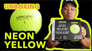 UNBOXING NEW KIRKLAND NEON YELLOW GOLF BALLS golf golfswing golfing unboxing review best [upl. by Eenimod]