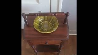 An refinished antique smoking table with a McCoy dish replacing the missing ashtray [upl. by Juliette440]