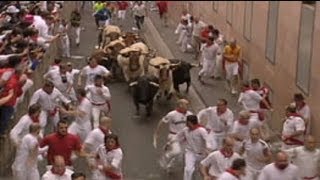 Bulls see red in Pamplona [upl. by Hendon982]