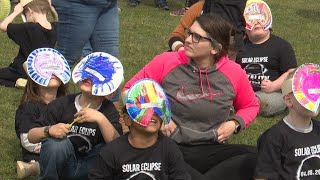 WWNY Students parents gather at HermonDeKalb school to watch eclipse [upl. by Airla559]