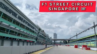 WALK THROUGH FORMULA 1 MARINA BAY STREET CIRCUIT SINGAPORE PITSTOP amp TRACKS 2022 [upl. by Ahsemot]