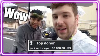 CdawgVAs reaction to Jacksepticeyes 10000 donation ft Gigguk AbroadInJapan [upl. by Netniuq39]