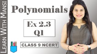 Class 9 Maths  Chapter 2  Exercise 23 Q1  Polynomials  NCERT [upl. by Niall708]