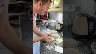 Husband making flat bread bosnia balkanfood [upl. by Ahsiele]