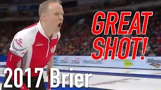 2017 Tim Hortons Brier  Mark Nichols NL triple takeout vs Koe CAN [upl. by Ylurt]