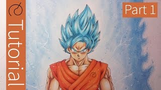 How To Draw Goku Super Saiyan Blue  PART 1 [upl. by Amorette]