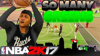 SOO MANY GREENS GREEN JUMP SHOTS WITH MY STRETCH GOD NBA2K17 MYPARK [upl. by Shalne]