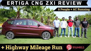 Maruti Ertiga CNG ZXi Review Including Mileage Run With 6 People  Comfort amp Seating Included [upl. by Gambrill]