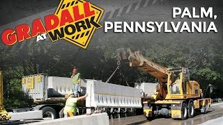 Gradall At Work Palm PA  Setting Jersey Barriers [upl. by Berkley689]