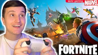 ASMR Gaming 🎮  Playing NEW Fortnite Marvel Season 💤 controller sounds  gum chewing [upl. by Nonnad]