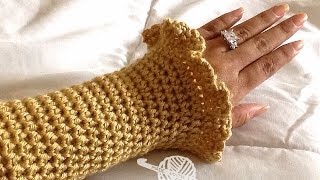 How To Crochet Glamas Ruffly Wrist WarmersCoat Cuffs [upl. by Nyleda913]