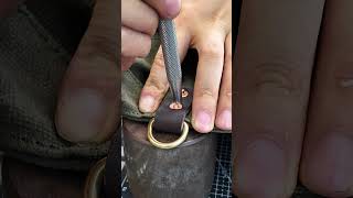 How to use brass rivets leather bag leatherbackpack shortscopper rivet leathercraft diy [upl. by Sirtaeb]