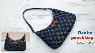 Sewing diy denim shoulder pouch bag tutorial  sewing diy pouch bag Prada shape patterns [upl. by Glialentn]