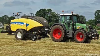 Fendt 820 Vario  Pressing Bales  Wrapping  Claas Arion  New Holland  Lieren  Nikkels  2016 [upl. by Cox]