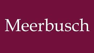 How to Pronounce Meerbusch Correctly in German [upl. by Ilan]