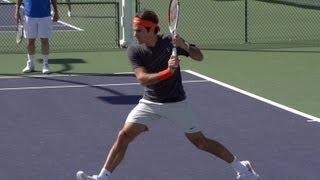 Roger Federer in Super Slow Motion  Forehand Backhand Serve  Indian Wells 2013 [upl. by Anitselec372]