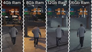 GTA 5 RAM COMPARISON 4GB VS 8GB VS 12 GB VS 16GB [upl. by Ainerbas]