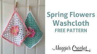 Spring Flowers Dishcloth Free Crochet Pattern  Right Handed [upl. by Nisbet]