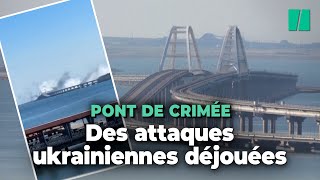 Guerre en Ukraine  le pont de Crimée visé par des attaques ukrainiennes daprès Moscou [upl. by Svoboda]