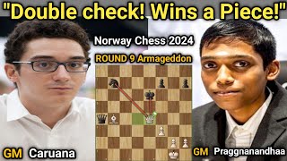 Fabiano Caruana VS Rameshbabu Praggnanandhaa  Norway Chess 2024  Round 9 Armageddon [upl. by Karissa926]