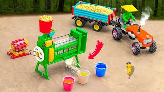 how to make Diy tractor making mini soy bean juice machine  tractor trolley loading sunfarming7533 [upl. by Emmanuel813]