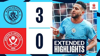 EXTENDED HIGHLIGHTS  Man City 30 Sheffield United  Mahrez hattrick sends City to FA Cup final [upl. by Drabeck239]