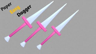 Origami Dagger Easy Paper Knife Origami knife Origami Weapons Easy [upl. by Matrona]