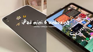 iPad Mini 6 unboxing 64gb Space Gray  Accessories 🥹✨ FINALLY GOT AN UPGRADE [upl. by Ecyac]