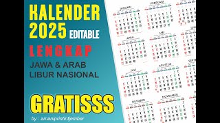 Kalender 2025 Lengkap Mentahan Corel Draw GRATISSS [upl. by Noloc]