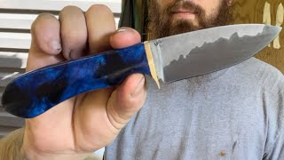 Making a Drop Point Hunter from Scrap San Mai  knife making [upl. by Tisbee]