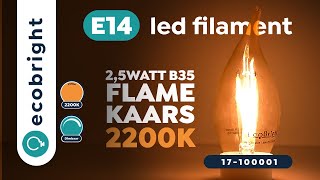 Led filament E14 kaarslamp met tip flame 25W dimbaar B35  17100001 [upl. by Roshan]