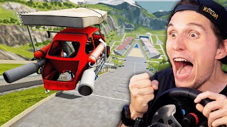 Wie weit fliegt eine MATRATZE auf der XXL Sprungschanze  BeamNG [upl. by Atteloj]