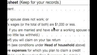 Personal Allowance Worksheet A thru D W4 Tax Form [upl. by Olra]