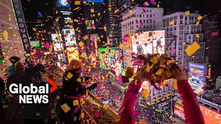 New Year’s 2024 New York City celebrates with iconic ball drop at Times Square [upl. by Harol]