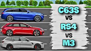 New C63s AMG vs BMW M3 vs Audi RS4 DRAG RACE [upl. by Kimmi]