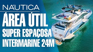 Teste Intermarine 24M detalhes do lounge de proa beach club na popa e o super flybridge  NÁUTICA [upl. by Elleined231]