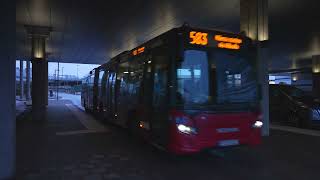 Sweden Stockholm bus 583 ride from Arlanda Airport to Märsta Train Station [upl. by Thordia]