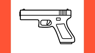 How to draw a PISTOL easy  drawing glock 17 gun step by step [upl. by Seel]