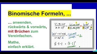 Binomische Formeln anwenden mit DezimalZahlen  Brüchen zum Vereinfachen BiFo04 [upl. by Leuneb]