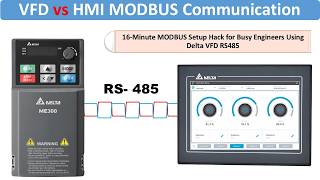 vfd and hmi modbus communication  delta vfd rs485 communication  hmi vfd communication [upl. by Ehcropal348]