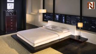 Modloft HB39AKWENWHT Worth Bed  King Wenge White Leather [upl. by Publus]