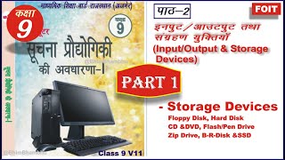 RBSE Class 9 Computer Chapter 2 Hindi Medium  Part 1 Storage Devices bser computer [upl. by Iams]