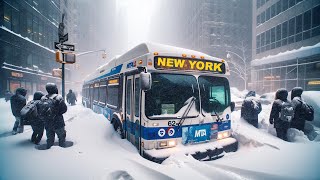 NYC 5AM Snow Walk in Manhattan  Heavy Snowfall in New York City 4K NYC Snow Walk in Manhattan ASMR [upl. by Bartosch]