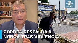 Rafael Correa envía mensaje a ecuatorianos y presidente Daniel Noboa pide unidad nacional [upl. by Keith]