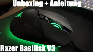 Razer Basilisk V3  Kabelgebundene anpassbare Gaming Maus mit Chroma RGB für PC Unboxing amp Anleitung [upl. by Buff]